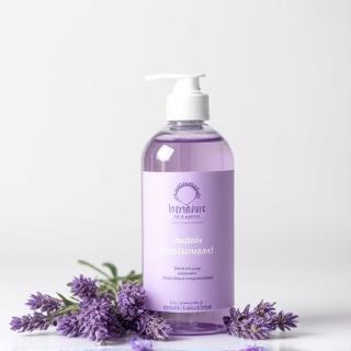 Bottle of organic lavender pet shampoo